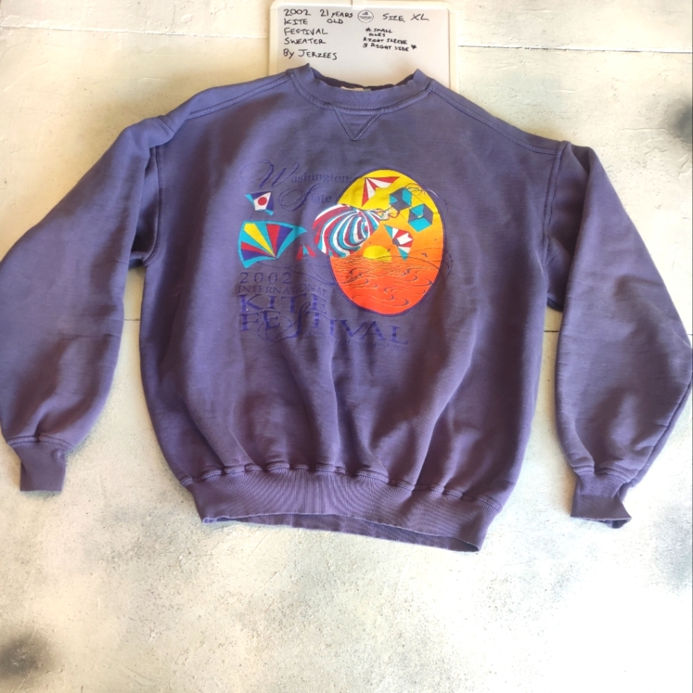 Washington State 2002 International Kite Festival Crew Neck Sweater size XL